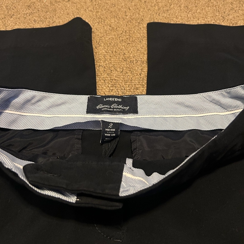 Lands' End Mid Rise Wide Leg Black Pants